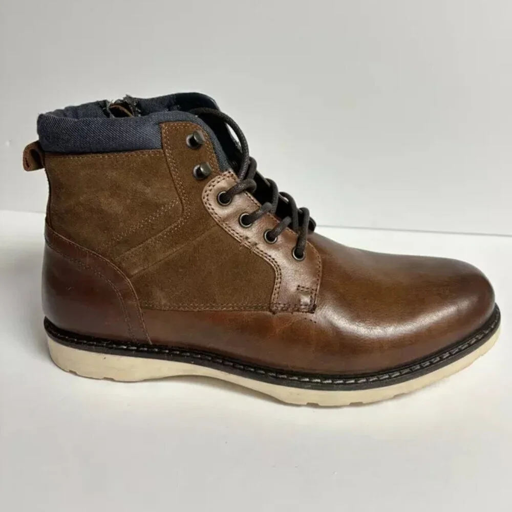 Crown Vintage Men’s Signy Cognac Brown Lace-Up Boots, Size 11.5 M
